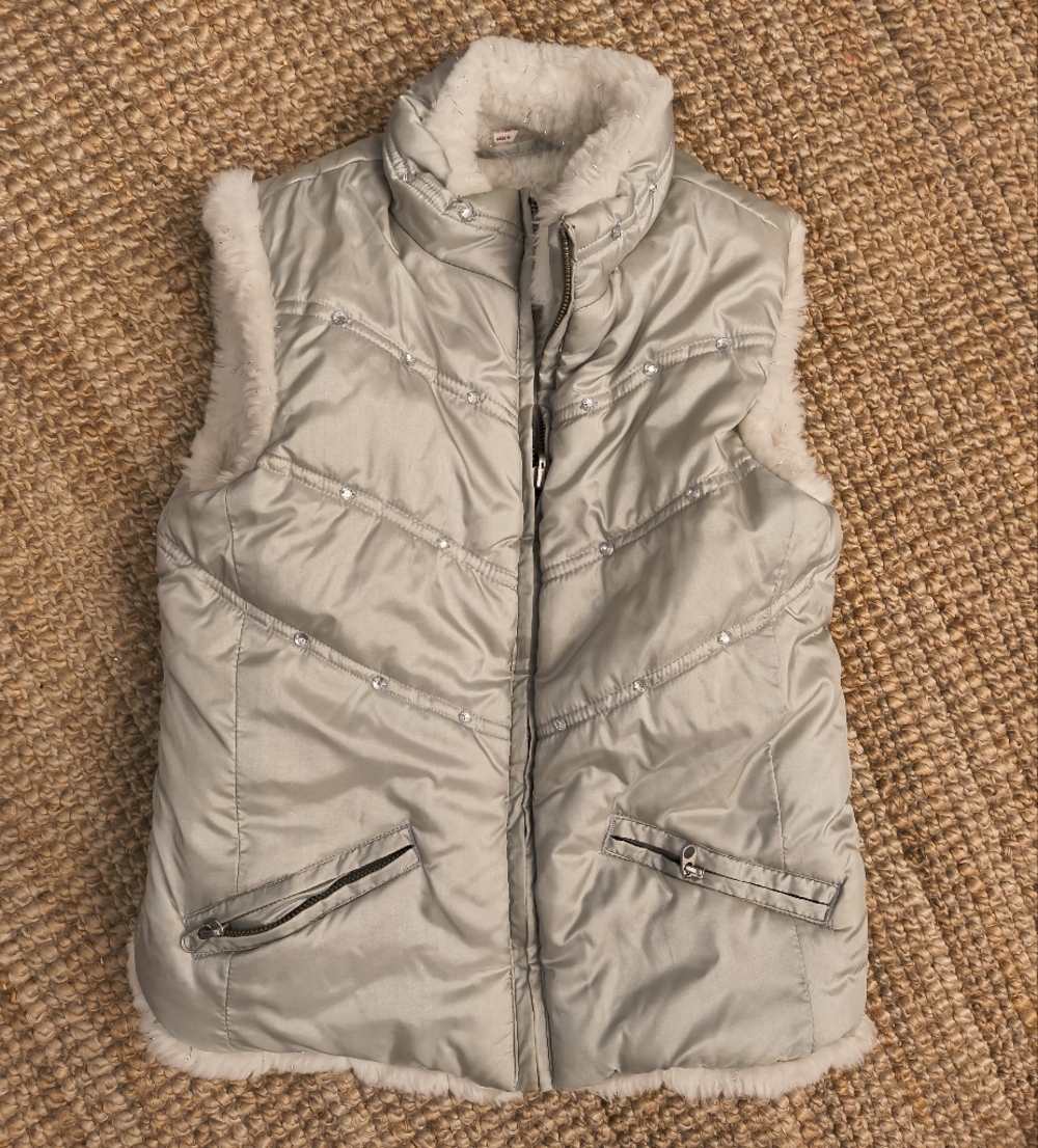 The Children's Place Silver Quilted Faux-Fur Trim Puffer Vest
